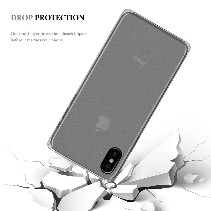 Cadorabo Hülle und Panzer Folie kompatibel mit Apple iPhone X / XS TPU Silikon Case Cover