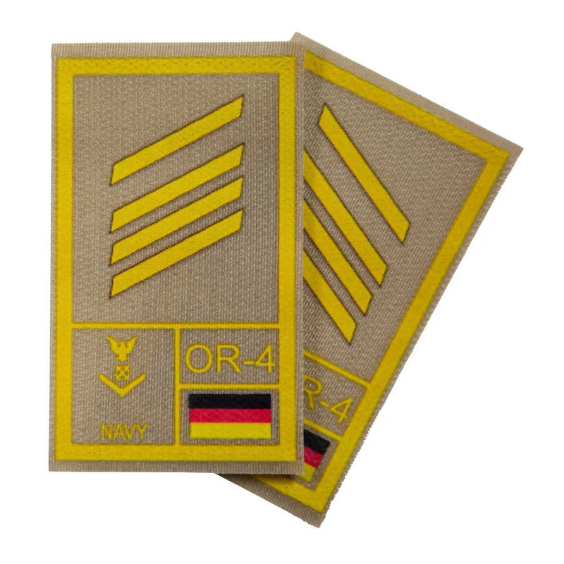 BW Rangabzeichen International bedruckt Marine Klett für KBS SK Gelbgold