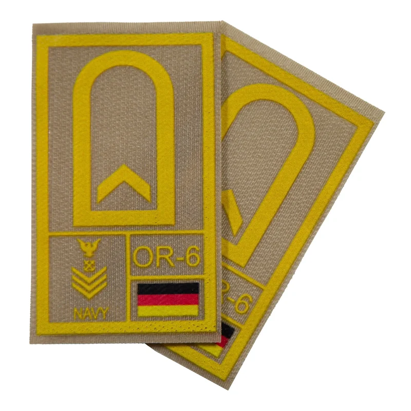 BW Rangabzeichen International bedruckt Marine Klett für KBS SK Gelbgold