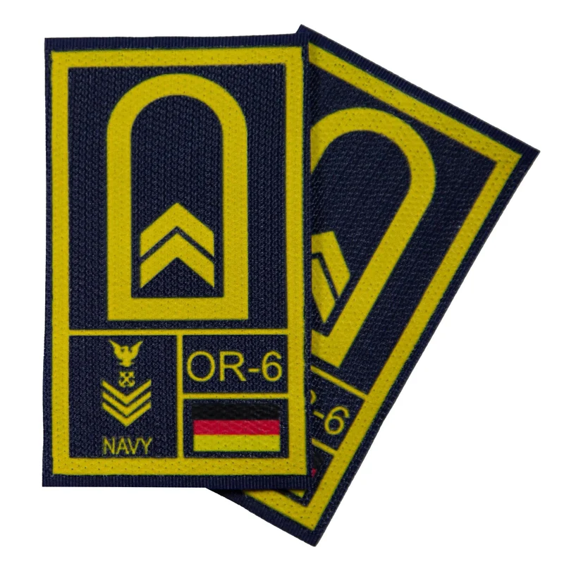 BW Rangabzeichen International bedruckt Marine Klett für KBS SK Gelbgold