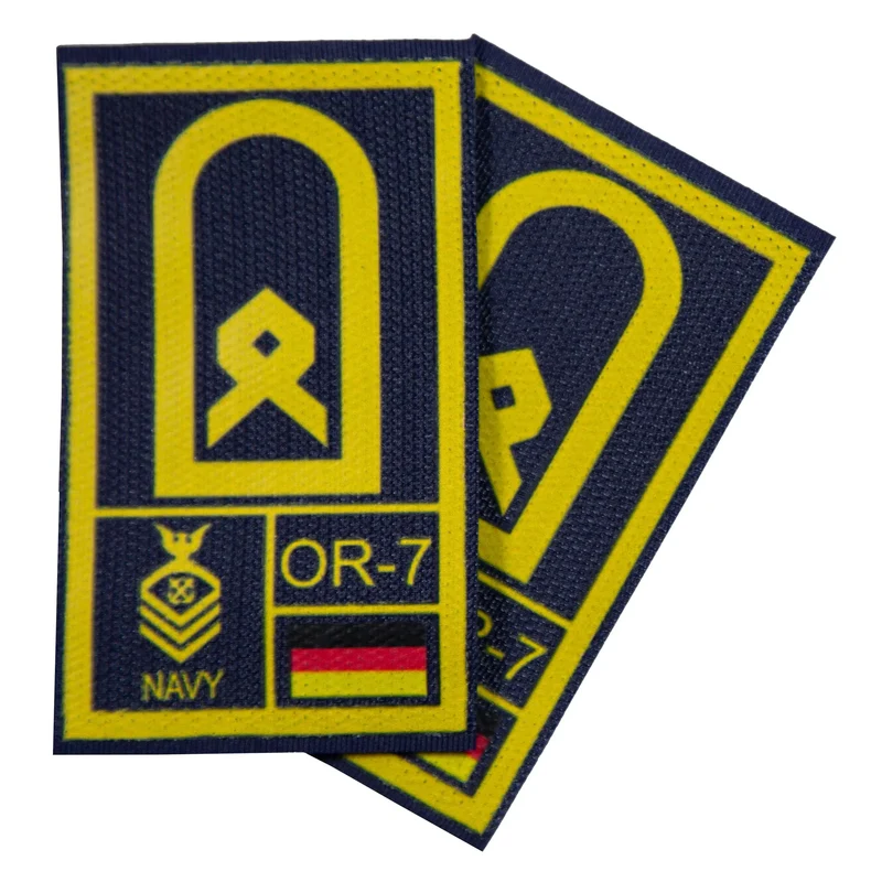 BW Rangabzeichen International bedruckt Marine Klett für KBS SK Gelbgold