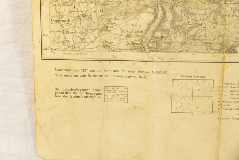 Topographische Karte WH - 1937 Raum Koblenz
