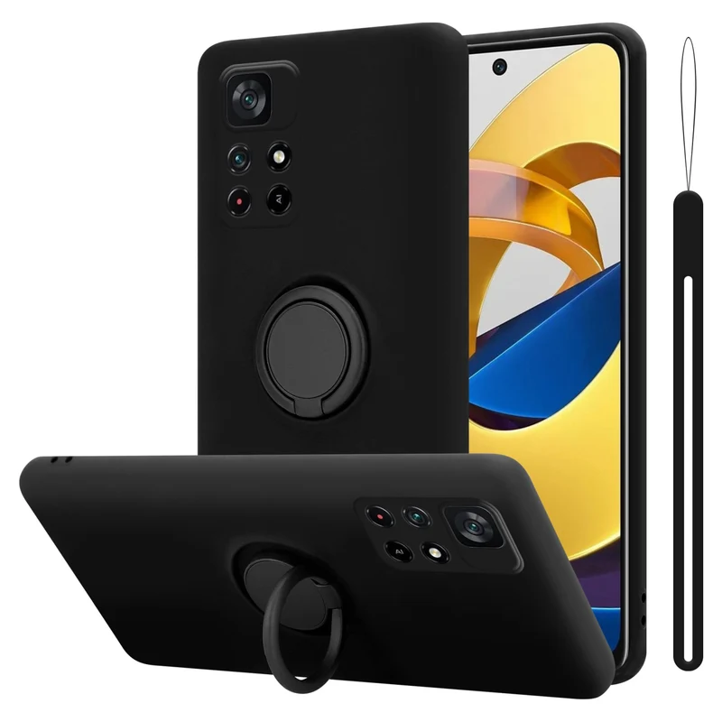 Cadorabo Hülle kompatibel mit Xiaomi POCO M4 PRO 5G Schutzhülle aus flexiblem TPU Silikon mit Ring