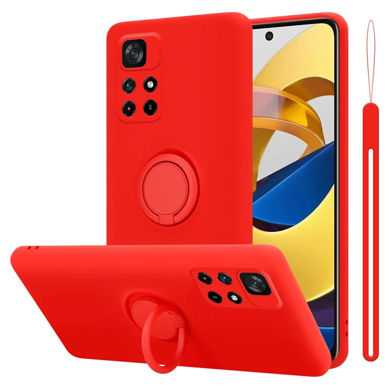 Cadorabo Hülle kompatibel mit Xiaomi POCO M4 PRO 5G Schutzhülle aus flexiblem TPU Silikon mit Ring