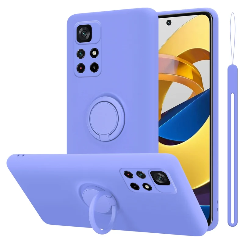 Cadorabo Hülle kompatibel mit Xiaomi POCO M4 PRO 5G Schutzhülle aus flexiblem TPU Silikon mit Ring