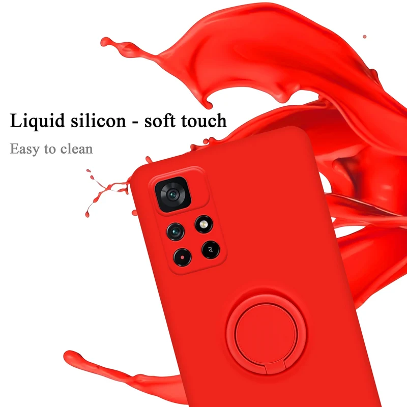 Cadorabo Hülle kompatibel mit Xiaomi POCO M4 PRO 5G Schutzhülle aus flexiblem TPU Silikon mit Ring