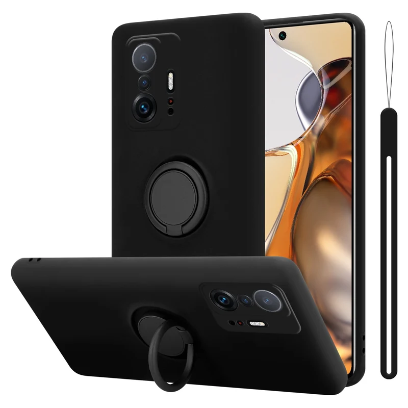 Cadorabo Hülle kompatibel mit Xiaomi 11T / 11T PRO Schutzhülle aus flexiblem TPU Silikon mit Ring