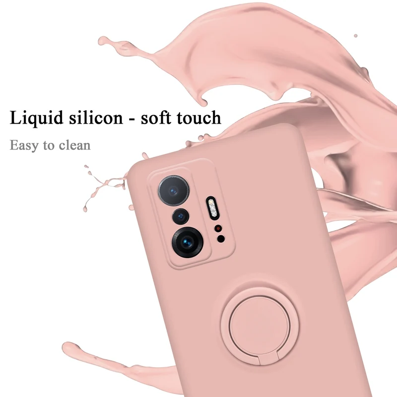 Cadorabo Hülle kompatibel mit Xiaomi 11T / 11T PRO Schutzhülle aus flexiblem TPU Silikon mit Ring