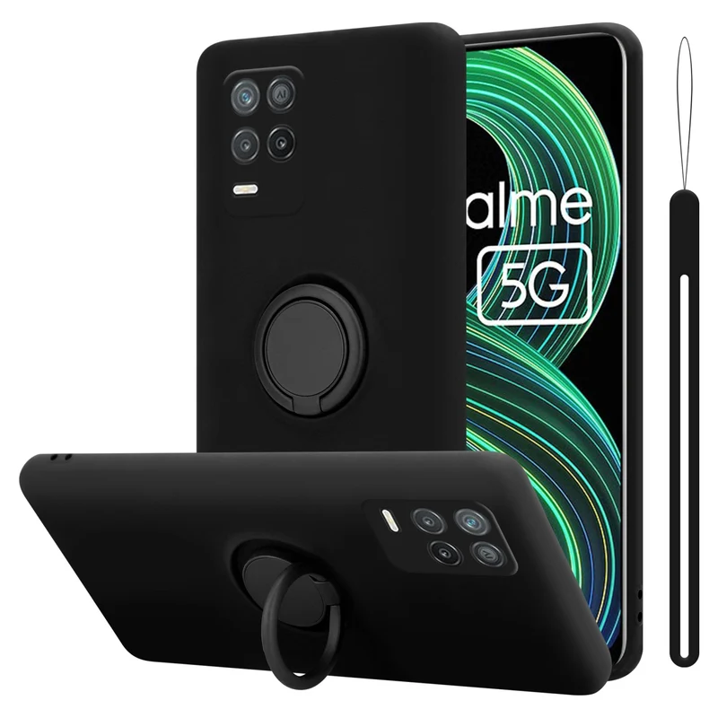 Cadorabo Hülle kompatibel mit Realme 8 5G / V13 / Q3 / Q3i / Narzo 30 5G Schutzhülle aus flexiblem TPU Silikon mit Ring