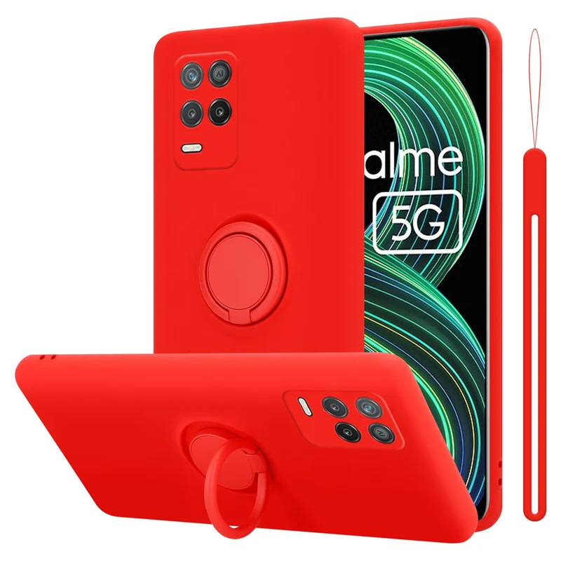 Cadorabo Hülle kompatibel mit Realme 8 5G / V13 / Q3 / Q3i / Narzo 30 5G Schutzhülle aus flexiblem TPU Silikon mit Ring