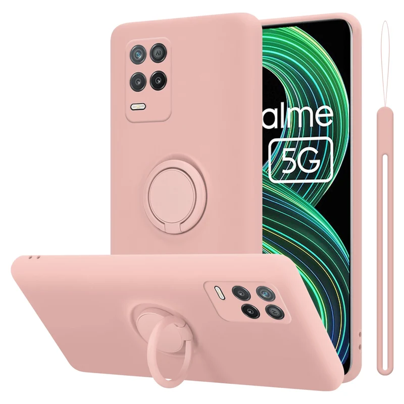 Cadorabo Hülle kompatibel mit Realme 8 5G / V13 / Q3 / Q3i / Narzo 30 5G Schutzhülle aus flexiblem TPU Silikon mit Ring
