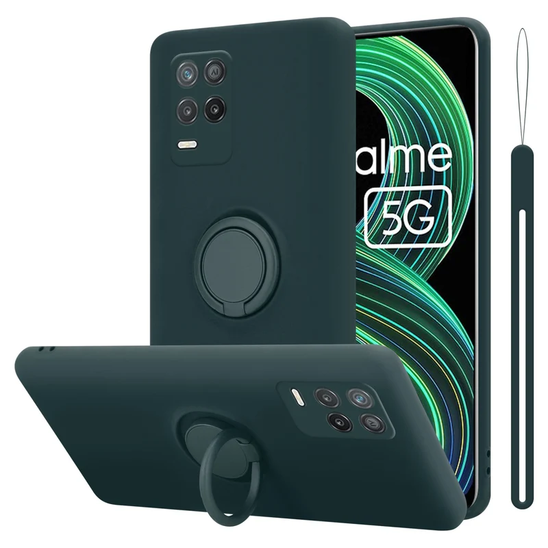 Cadorabo Hülle kompatibel mit Realme 8 5G / V13 / Q3 / Q3i / Narzo 30 5G Schutzhülle aus flexiblem TPU Silikon mit Ring