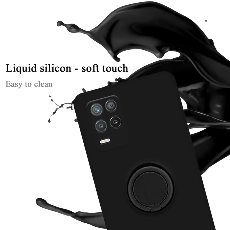 Cadorabo Hülle kompatibel mit Realme 8 5G / V13 / Q3 / Q3i / Narzo 30 5G Schutzhülle aus flexiblem TPU Silikon mit Ring