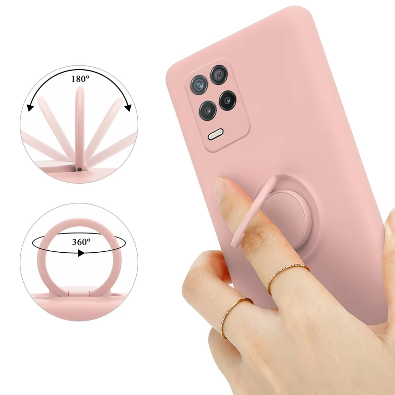 Cadorabo Hülle kompatibel mit Realme 8 5G / V13 / Q3 / Q3i / Narzo 30 5G Schutzhülle aus flexiblem TPU Silikon mit Ring