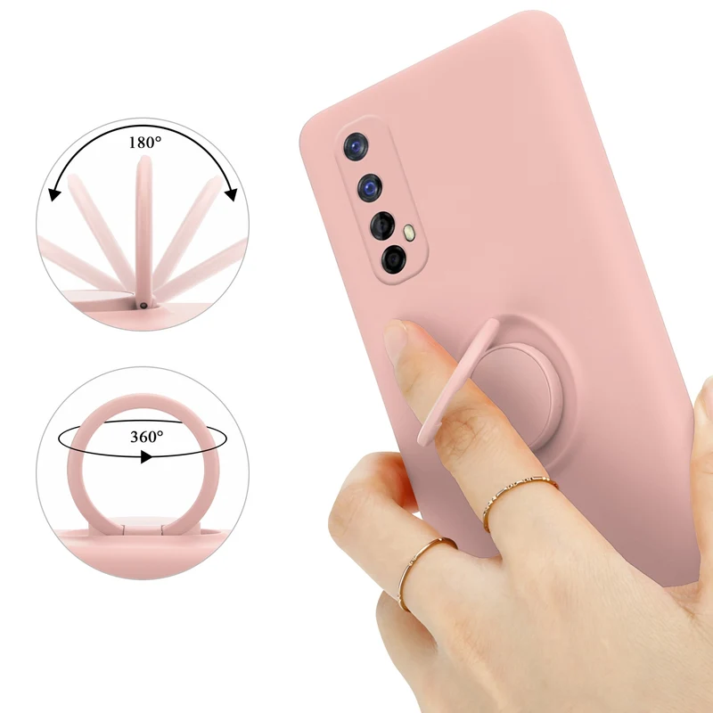 Cadorabo Hülle kompatibel mit Realme 7 5G Schutzhülle aus flexiblem TPU Silikon mit Ring