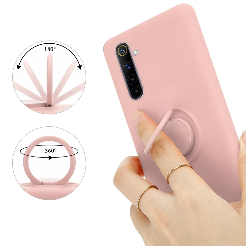 Cadorabo Hülle kompatibel mit Realme 6 4G / 6s Schutzhülle aus flexiblem TPU Silikon mit Ring