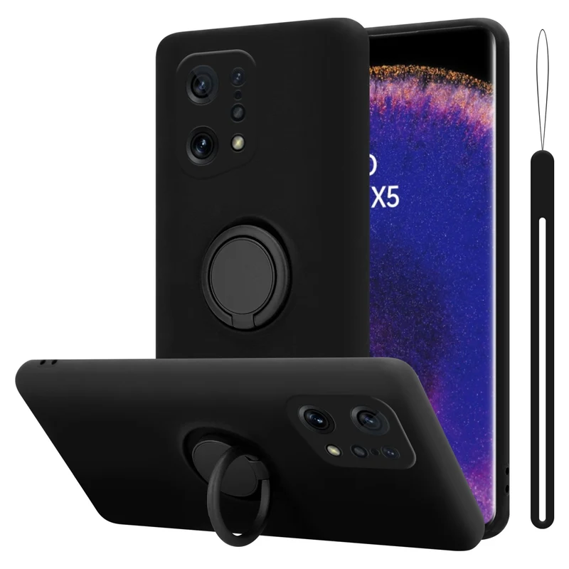 Cadorabo Hülle kompatibel mit Oppo FIND X5 Schutzhülle aus flexiblem TPU Silikon mit Ring