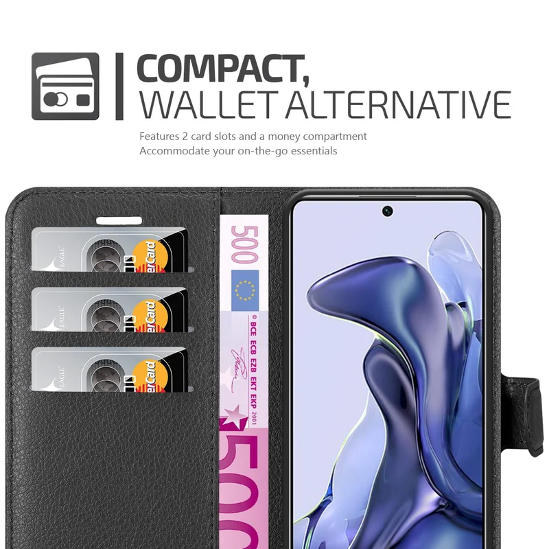 Cadorabo Hülle kompatibel mit Xiaomi 11T / 11T PRO Schutzhülle mit Magnetverschluss, Standfunktion und Kartenfach