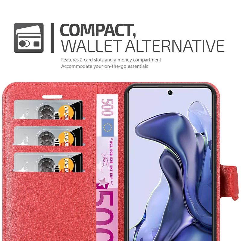 Cadorabo Hülle kompatibel mit Xiaomi 11T / 11T PRO Schutzhülle mit Magnetverschluss, Standfunktion und Kartenfach