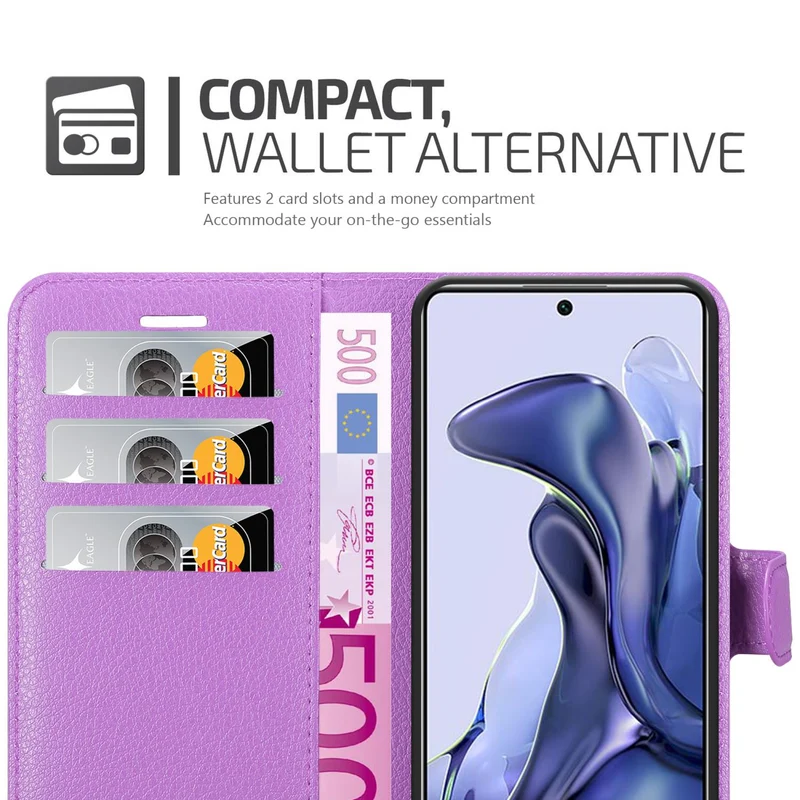 Cadorabo Hülle kompatibel mit Xiaomi 11T / 11T PRO Schutzhülle mit Magnetverschluss, Standfunktion und Kartenfach