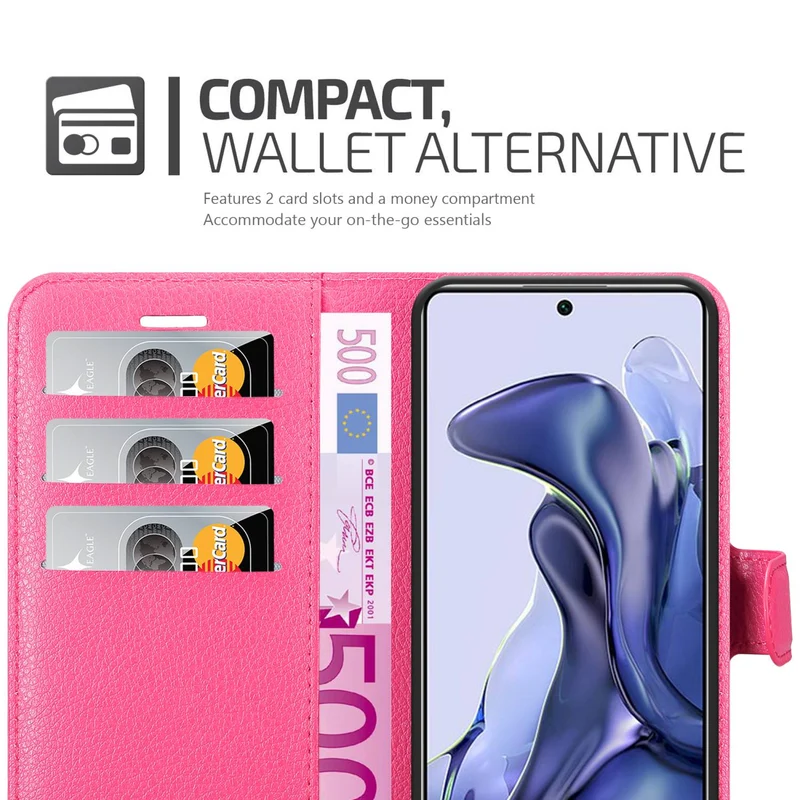 Cadorabo Hülle kompatibel mit Xiaomi 11T / 11T PRO Schutzhülle mit Magnetverschluss, Standfunktion und Kartenfach