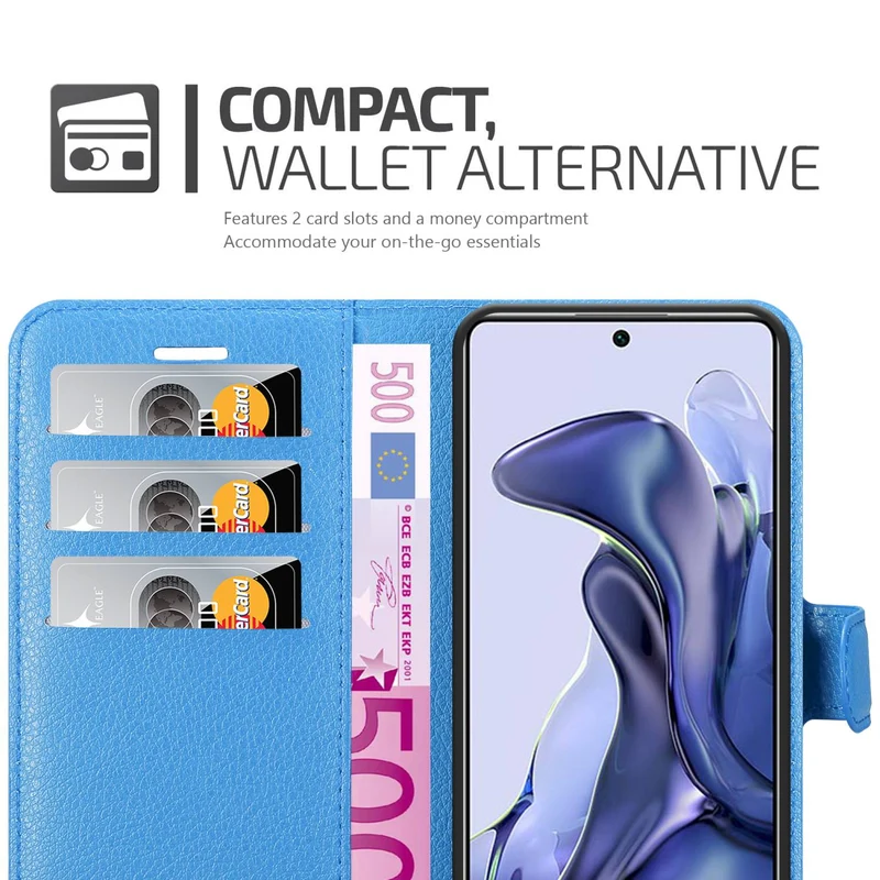Cadorabo Hülle kompatibel mit Xiaomi 11T / 11T PRO Schutzhülle mit Magnetverschluss, Standfunktion und Kartenfach