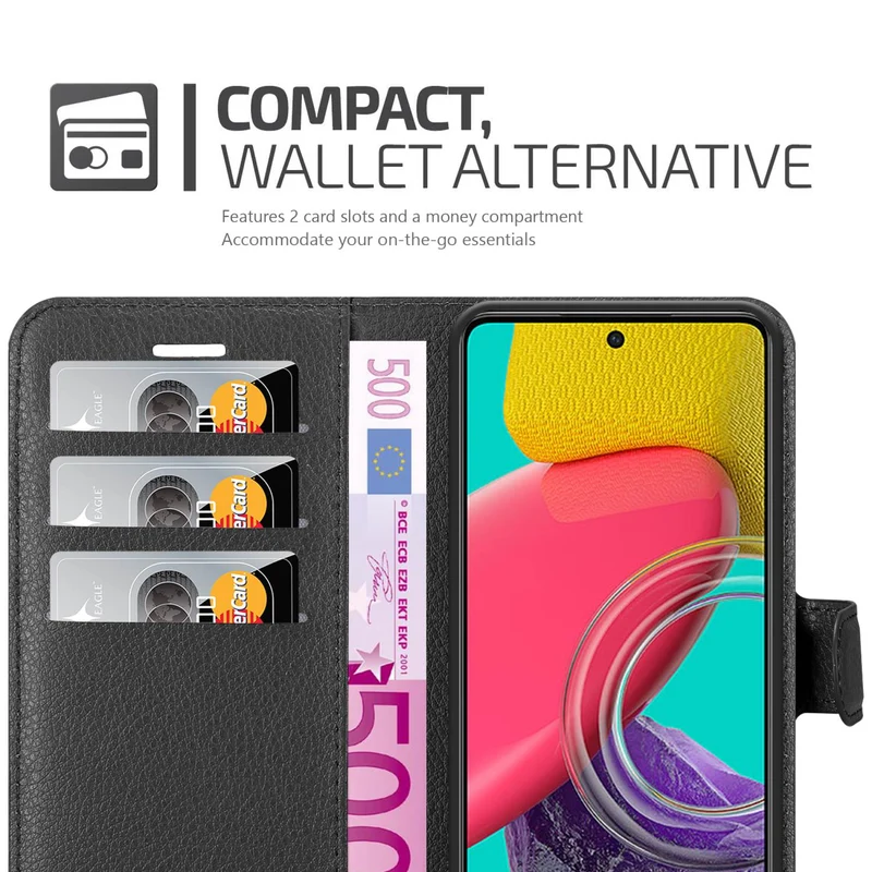 Cadorabo Hülle kompatibel mit Samsung Galaxy M53 5G Schutzhülle mit Magnetverschluss, Standfunktion und Kartenfach
