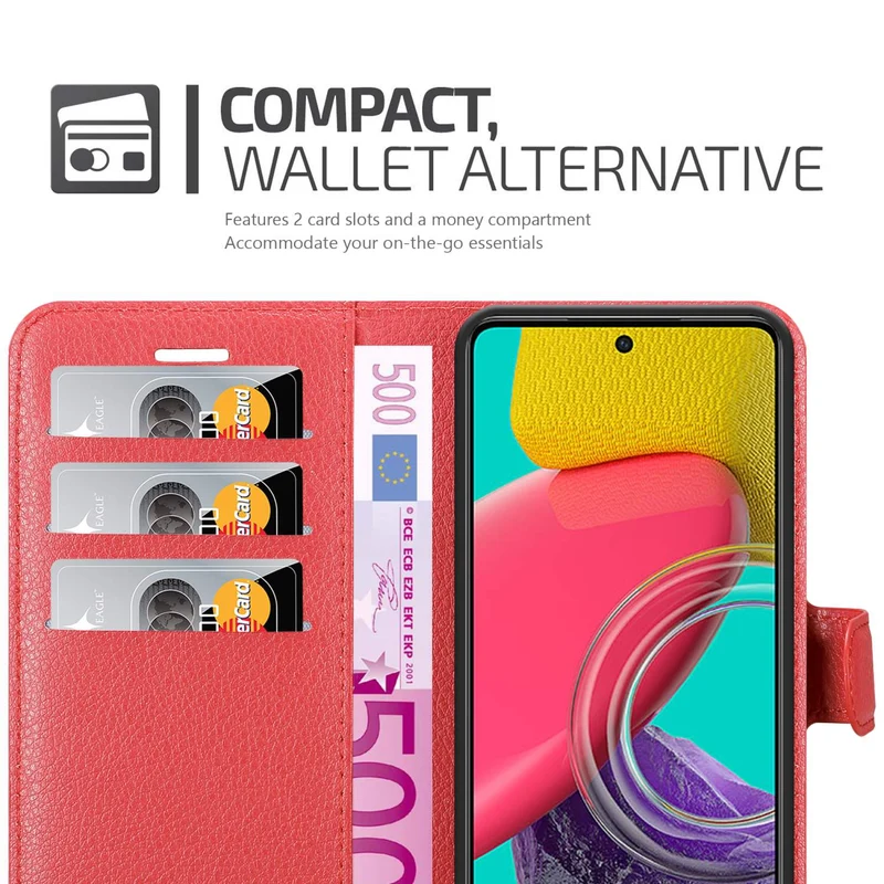 Cadorabo Hülle kompatibel mit Samsung Galaxy M53 5G Schutzhülle mit Magnetverschluss, Standfunktion und Kartenfach