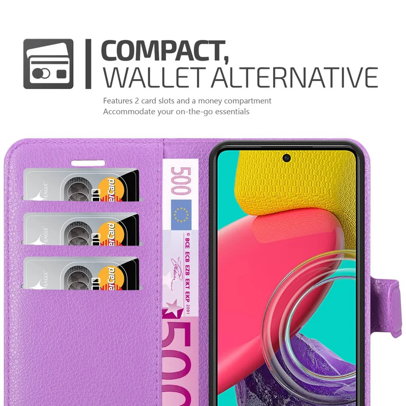 Cadorabo Hülle kompatibel mit Samsung Galaxy M53 5G Schutzhülle mit Magnetverschluss, Standfunktion und Kartenfach