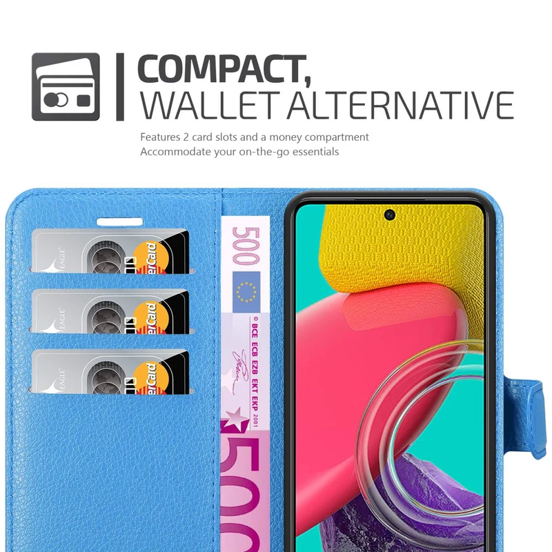 Cadorabo Hülle kompatibel mit Samsung Galaxy M53 5G Schutzhülle mit Magnetverschluss, Standfunktion und Kartenfach