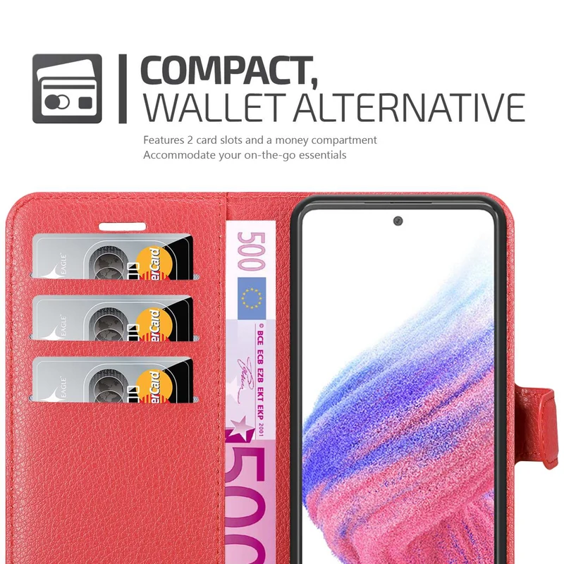 Cadorabo Hülle kompatibel mit Samsung Galaxy A53 5G Schutzhülle mit Magnetverschluss, Standfunktion und Kartenfach