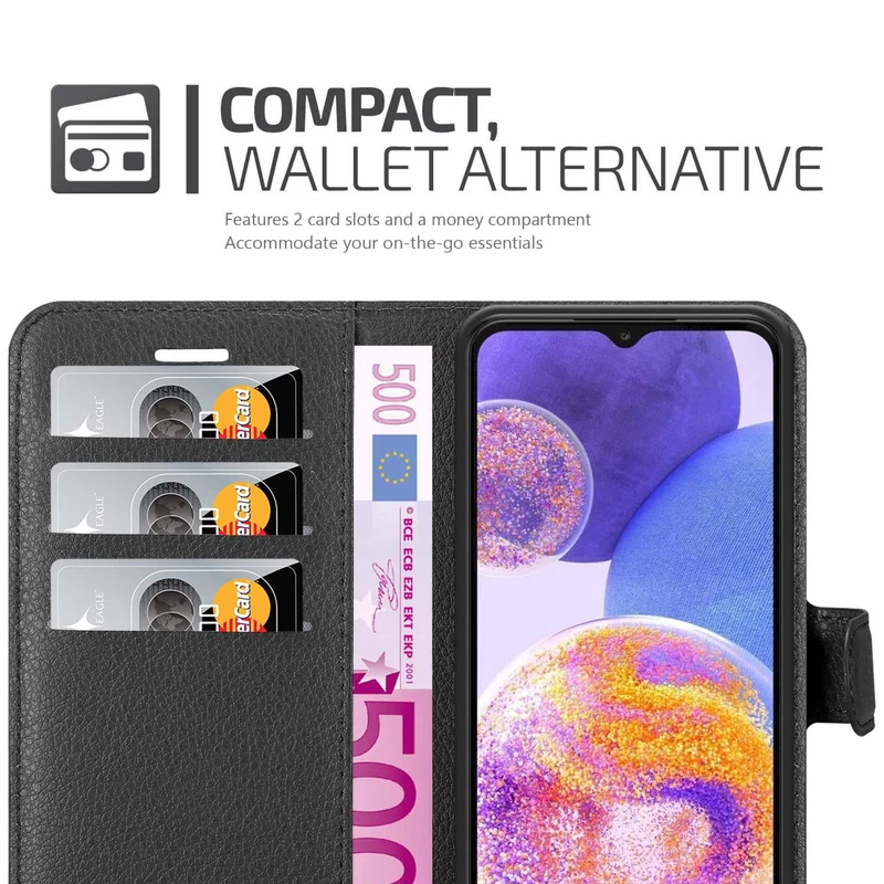 Cadorabo Hülle kompatibel mit Samsung Galaxy A23 4G Schutzhülle mit Magnetverschluss, Standfunktion und Kartenfach