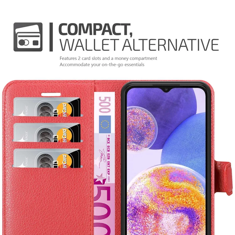 Cadorabo Hülle kompatibel mit Samsung Galaxy A23 4G Schutzhülle mit Magnetverschluss, Standfunktion und Kartenfach
