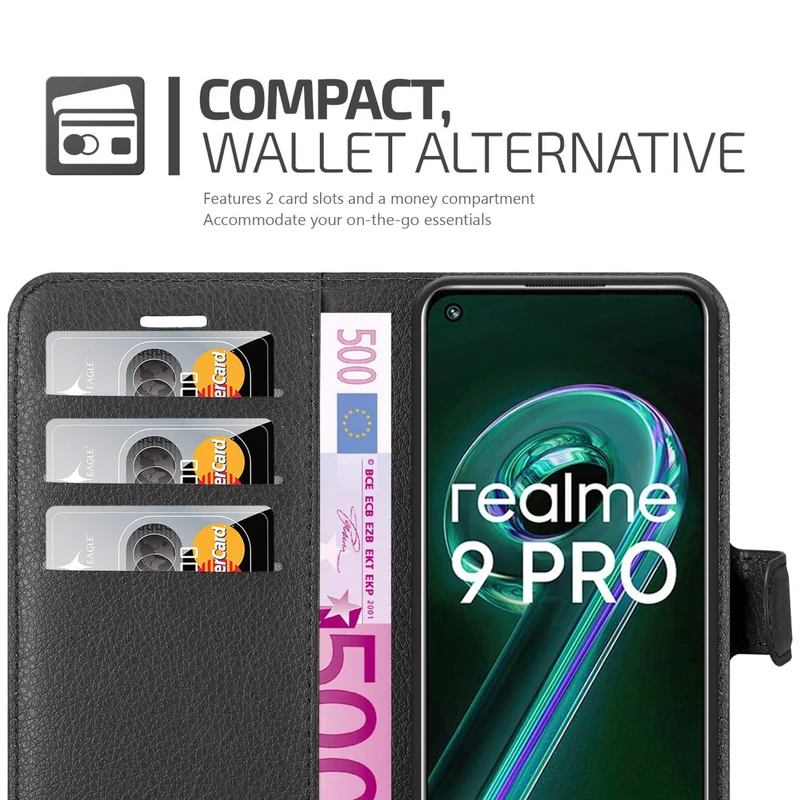 Cadorabo Hülle kompatibel mit Realme 9 5G / 9 PRO / V25 / Q5 / OnePlus Nord CE 2 LITE 5G Schutzhülle mit Magnetverschluss, Standfunktion und Kartenfach