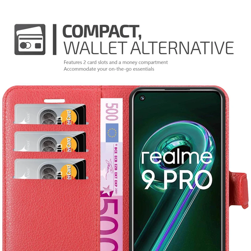 Cadorabo Hülle kompatibel mit Realme 9 5G / 9 PRO / V25 / Q5 / OnePlus Nord CE 2 LITE 5G Schutzhülle mit Magnetverschluss, Standfunktion und Kartenfach