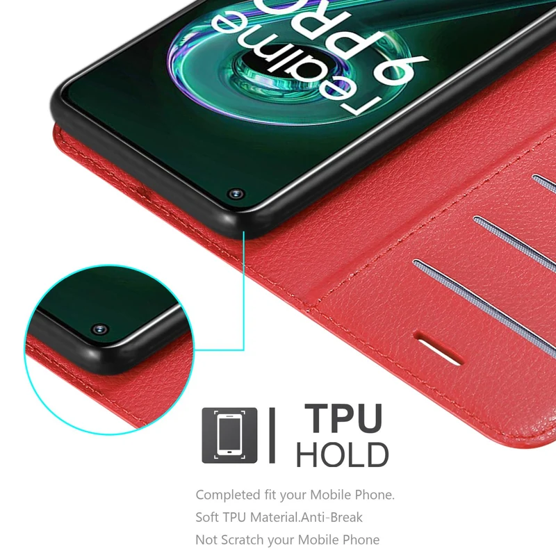 Cadorabo Hülle kompatibel mit Realme 9 5G / 9 PRO / V25 / Q5 / OnePlus Nord CE 2 LITE 5G Schutzhülle mit Magnetverschluss, Standfunktion und Kartenfach