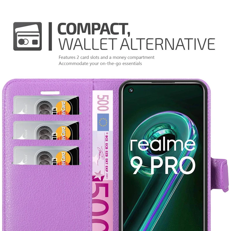 Cadorabo Hülle kompatibel mit Realme 9 5G / 9 PRO / V25 / Q5 / OnePlus Nord CE 2 LITE 5G Schutzhülle mit Magnetverschluss, Standfunktion und Kartenfach