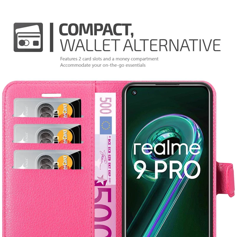 Cadorabo Hülle kompatibel mit Realme 9 5G / 9 PRO / V25 / Q5 / OnePlus Nord CE 2 LITE 5G Schutzhülle mit Magnetverschluss, Standfunktion und Kartenfach