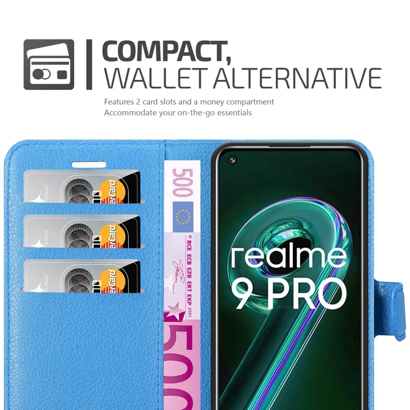 Cadorabo Hülle kompatibel mit Realme 9 5G / 9 PRO / V25 / Q5 / OnePlus Nord CE 2 LITE 5G Schutzhülle mit Magnetverschluss, Standfunktion und Kartenfach