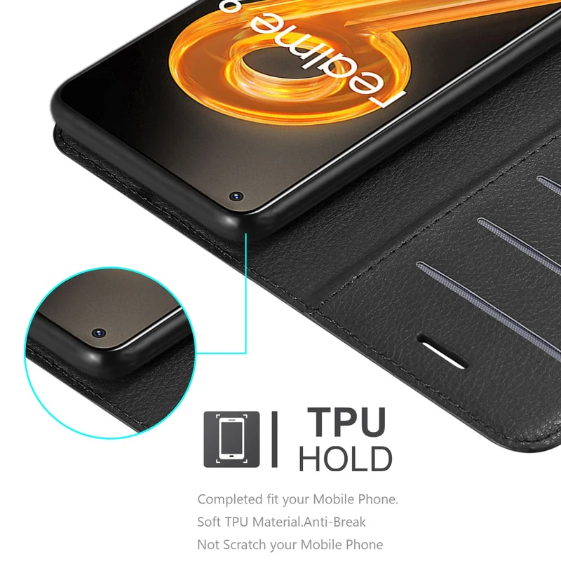 Cadorabo Hülle kompatibel mit Realme 9 4G / 9 PRO+ Schutzhülle mit Magnetverschluss, Standfunktion und Kartenfach