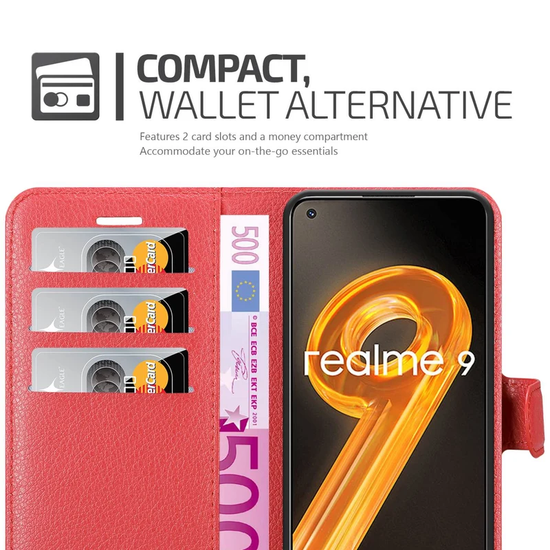 Cadorabo Hülle kompatibel mit Realme 9 4G / 9 PRO+ Schutzhülle mit Magnetverschluss, Standfunktion und Kartenfach