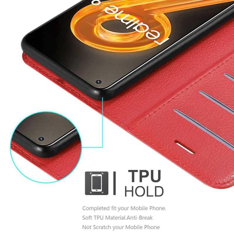 Cadorabo Hülle kompatibel mit Realme 9 4G / 9 PRO+ Schutzhülle mit Magnetverschluss, Standfunktion und Kartenfach
