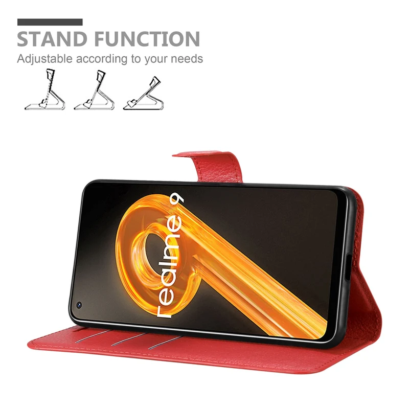 Cadorabo Hülle kompatibel mit Realme 9 4G / 9 PRO+ Schutzhülle mit Magnetverschluss, Standfunktion und Kartenfach