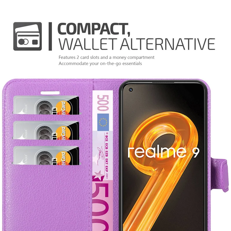 Cadorabo Hülle kompatibel mit Realme 9 4G / 9 PRO+ Schutzhülle mit Magnetverschluss, Standfunktion und Kartenfach