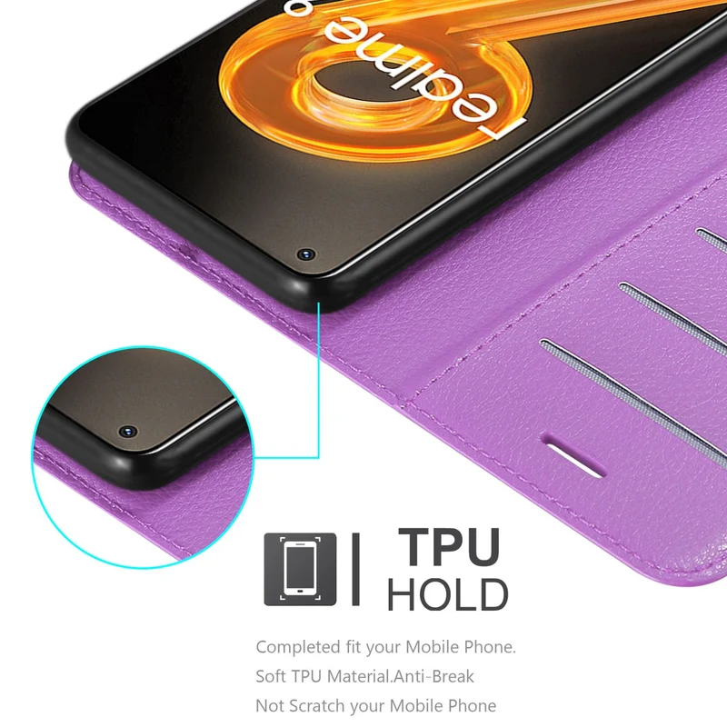 Cadorabo Hülle kompatibel mit Realme 9 4G / 9 PRO+ Schutzhülle mit Magnetverschluss, Standfunktion und Kartenfach