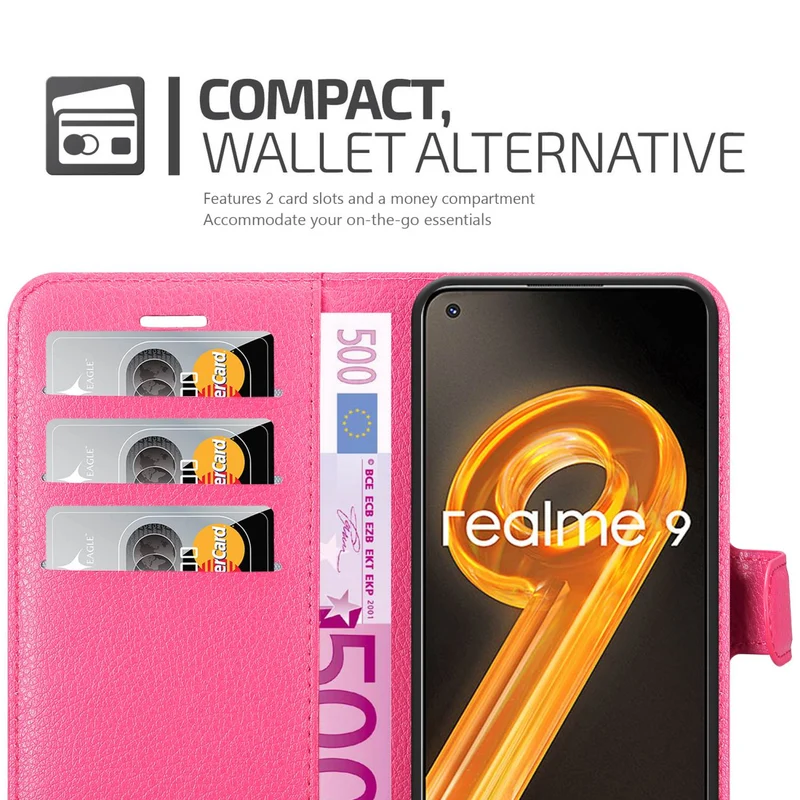 Cadorabo Hülle kompatibel mit Realme 9 4G / 9 PRO+ Schutzhülle mit Magnetverschluss, Standfunktion und Kartenfach