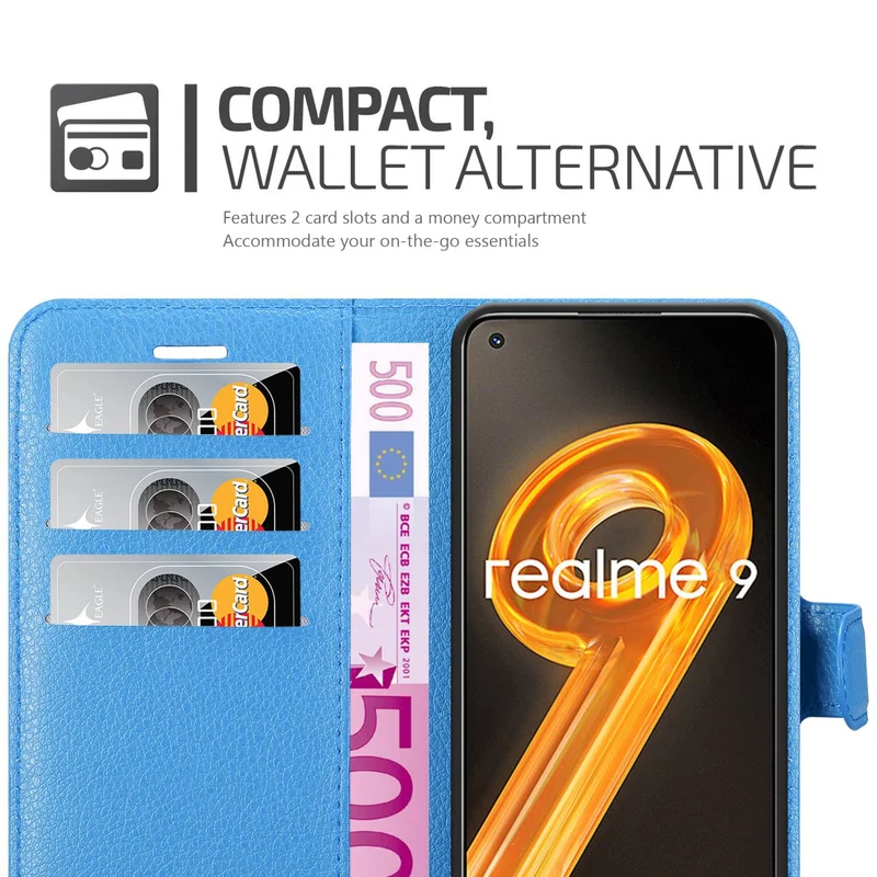 Cadorabo Hülle kompatibel mit Realme 9 4G / 9 PRO+ Schutzhülle mit Magnetverschluss, Standfunktion und Kartenfach