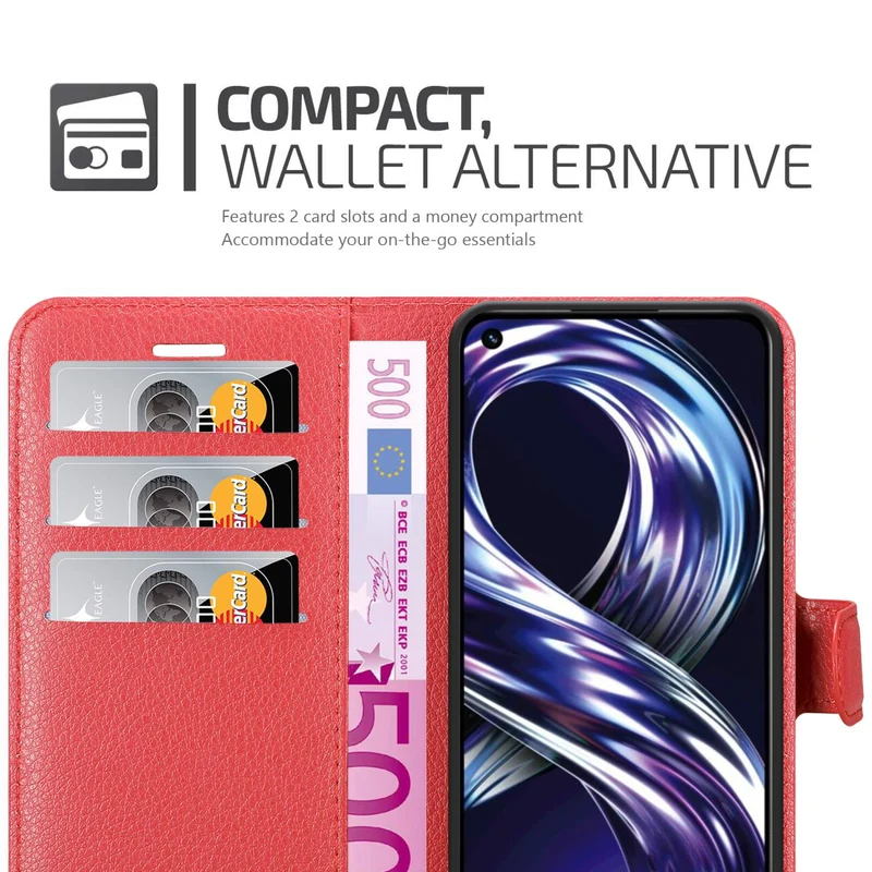 Cadorabo Hülle kompatibel mit Realme 8i / Narzo 50 4G Schutzhülle mit Magnetverschluss, Standfunktion und Kartenfach