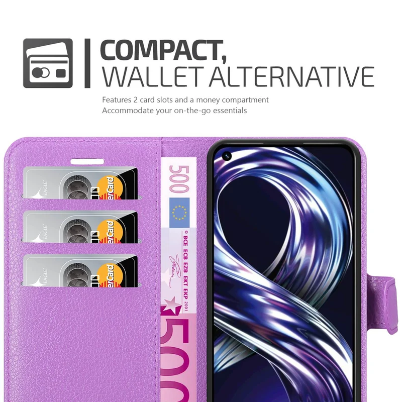 Cadorabo Hülle kompatibel mit Realme 8i / Narzo 50 4G Schutzhülle mit Magnetverschluss, Standfunktion und Kartenfach