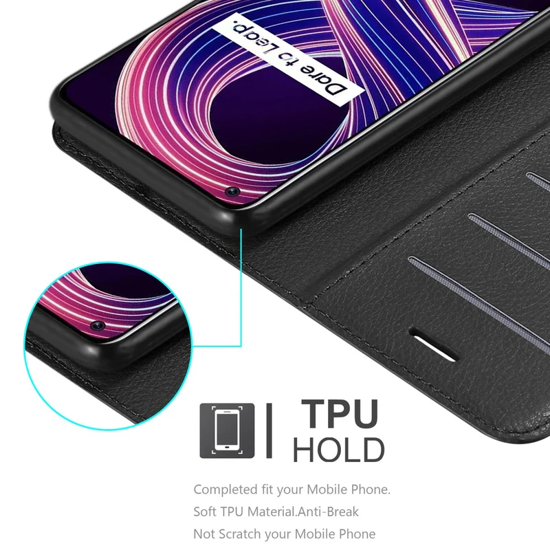 Cadorabo Hülle kompatibel mit Realme 8 5G / V13 / Q3 / Q3i / Narzo 30 5G Schutzhülle mit Magnetverschluss, Standfunktion und Kartenfach